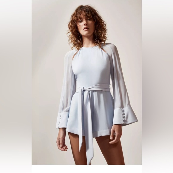 C/MEO Collective Soft Blue Belted Romper - Picture 1 of 4